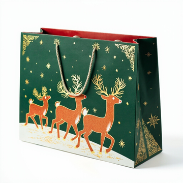 Kraft Paper Gold Foil Stamping American Rudolph Paper Gift bag Creative Gift bag - Gift Packaging