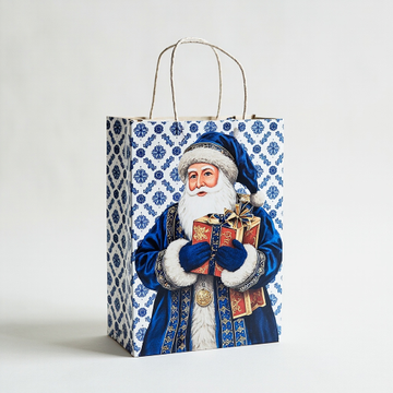 Kraft Paper Cold Foil Stamping Russian Gzhel Blue White Paper Gift bag Creative Gift bag - Gift Packaging