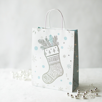Kraft Paper Cold Foil Stamping Nordic Snowflake Paper Gift bag Creative Gift bag - Gift Packaging