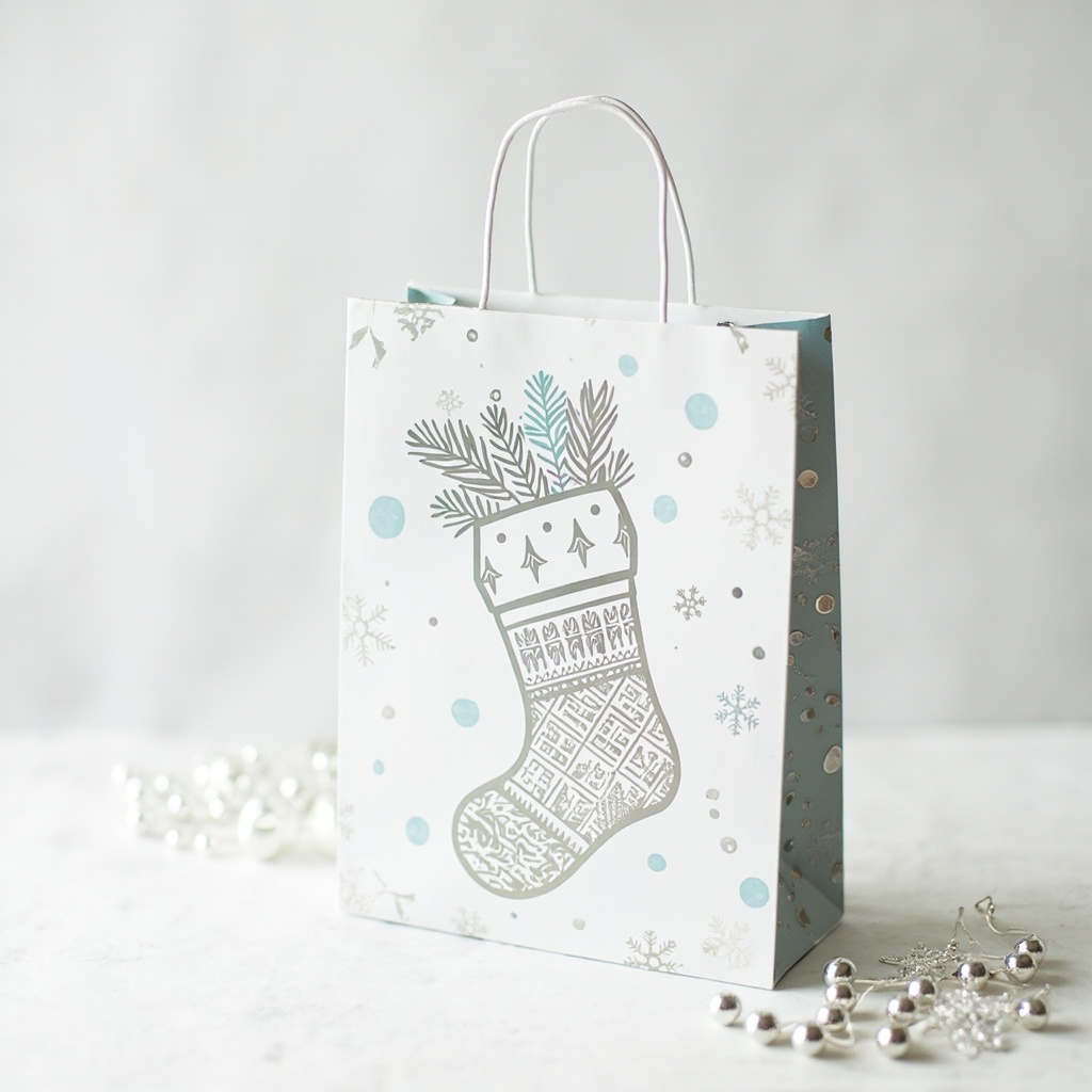 Kraft Paper Cold Foil Stamping Nordic Snowflake Paper Gift bag Creative Gift bag - Gift Packaging