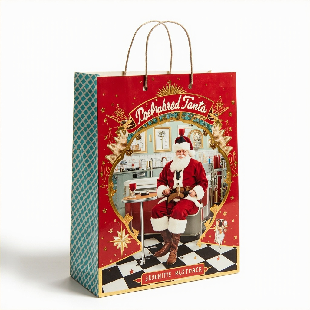 Kraft Paper Gold Foil Stamping American 50s Retro Paper Gift bag Creative Gift bag - Gift Packaging