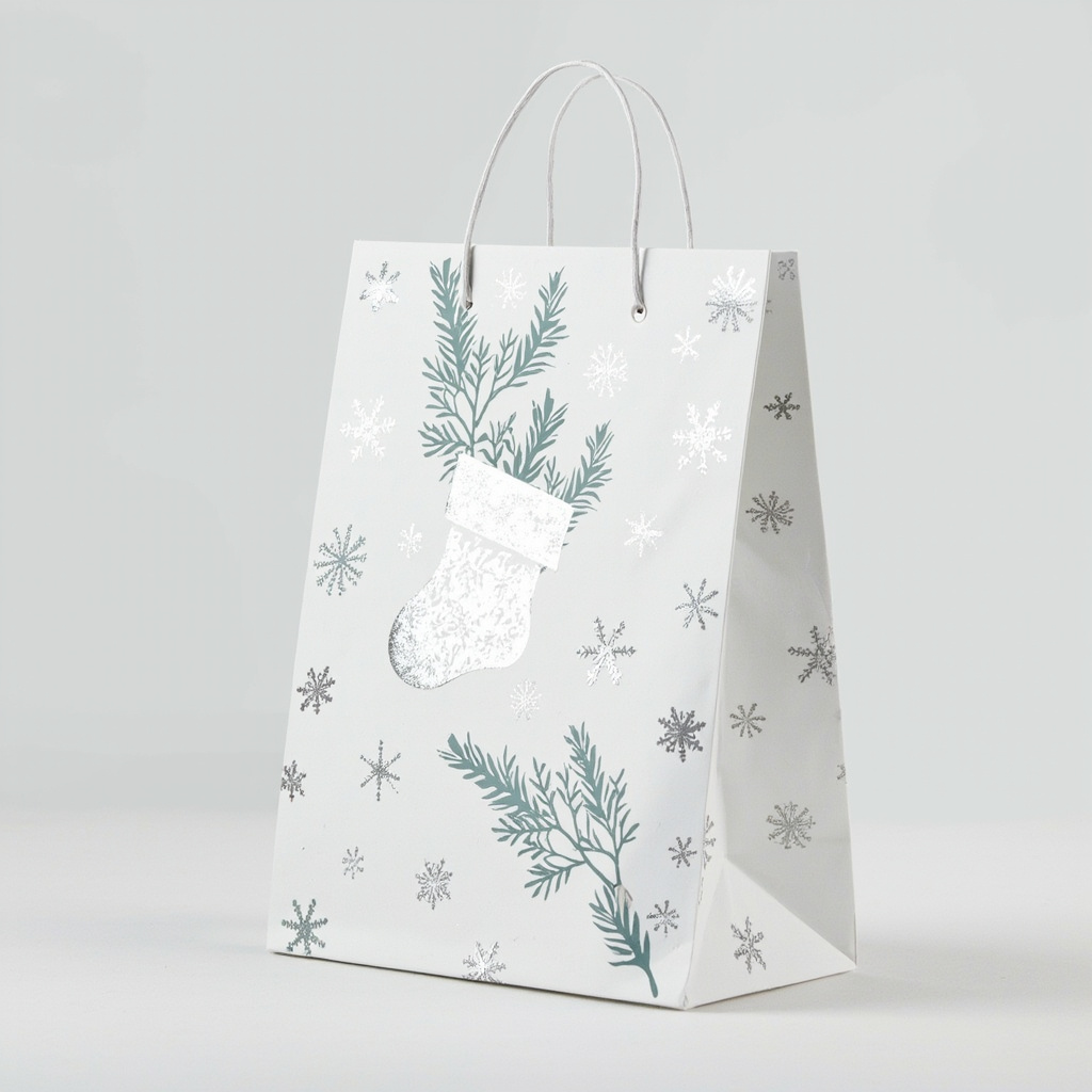 Kraft Paper Cold Foil Stamping Nordic Snowflake Paper Gift bag Unique Gift bag - Gift Packaging