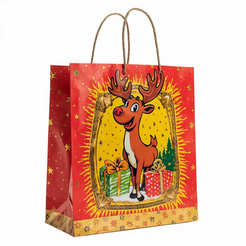 Kraft Paper Gold Foil Stamping American Cartoon Deer Paper Gift bag Style Gift bag - Gift Packaging