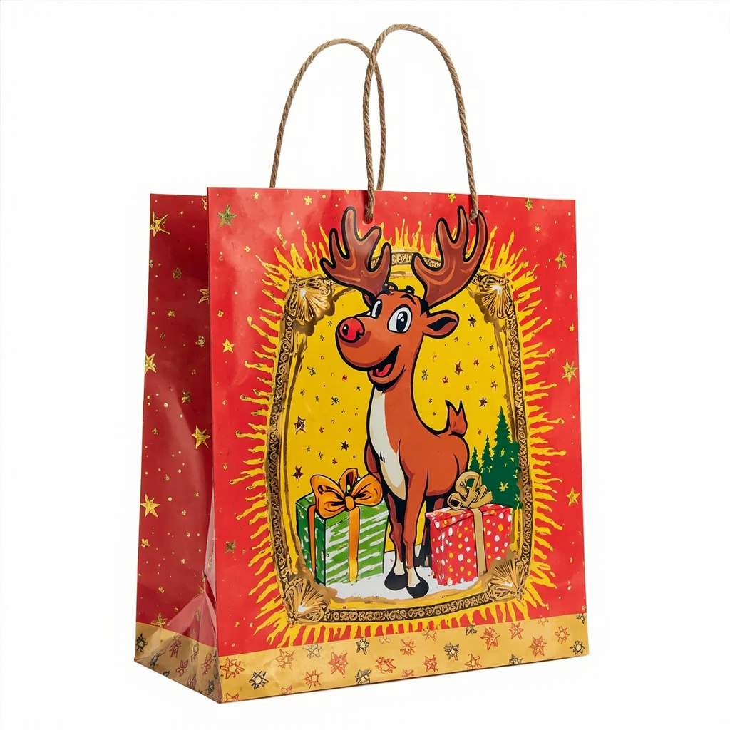 Kraft Paper Gold Foil Stamping American Cartoon Deer Paper Gift bag Style Gift bag - Gift Packaging