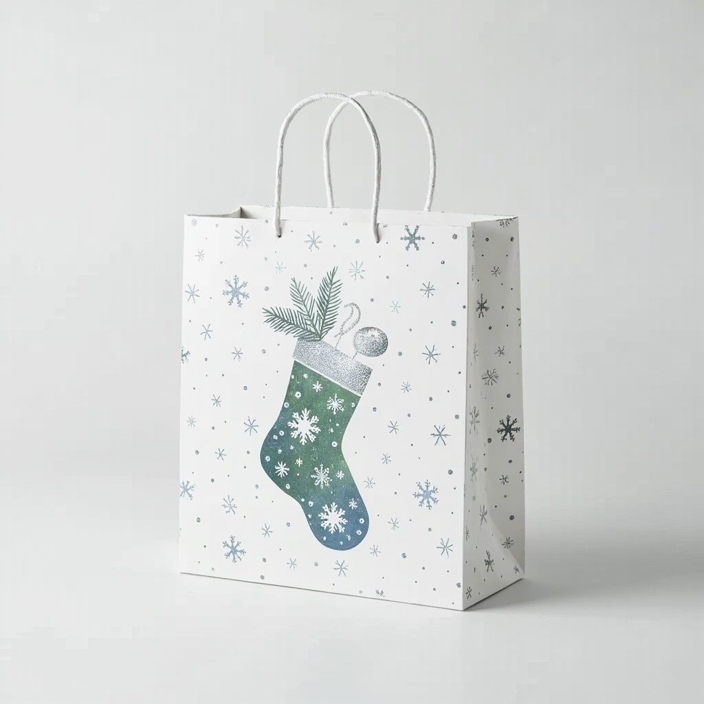 Kraft Paper Cold Foil Stamping Nordic Snowflake Paper Gift bag Elegant Gift bag - Gift Packaging