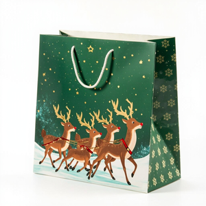 Kraft Paper Gold Foil Stamping American Rudolph Paper Gift bag Elegant Gift bag - Gift Packaging