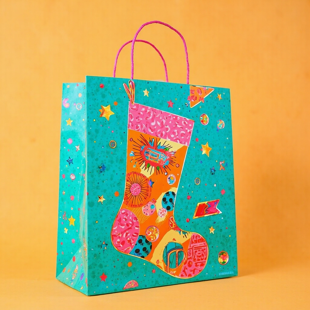 Kraft Paper Cold Foil Stamping Retro Pop Paper Gift bag Unique Gift bag - Gift Packaging
