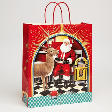 Kraft Paper Gold Foil Stamping American 50s Retro Paper Gift bag Creative Gift bag - Gift Packaging