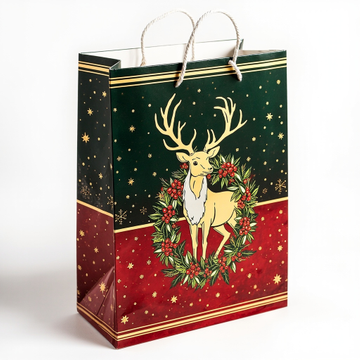 Kraft Paper Gold Foil Stamping American Elk Christmas Paper Gift bag Elegant Gift bag - Gift Packaging