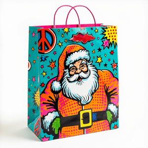 Kraft Paper Cold Foil Stamping Santa Retro Pop Paper Gift bag Creative Gift bag - Gift Packaging