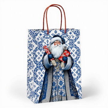 Kraft Paper Cold Foil Stamping Russian Gzhel Blue White Paper Gift bag Premium Gift bag - Gift Packaging