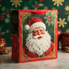 Kraft Paper Cold Foil Santa Classic Red Gold 4 Premium Gift bag - Gift Packaging
