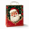 Kraft Paper Cold Foil Stamping Santa Classic Red Gold Paper Gift bag Unique Gift bag - Gift Packaging