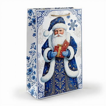 Kraft Paper Cold Foil Stamping Russian Gzhel Blue White Paper Gift bag Creative Gift bag - Gift Packaging