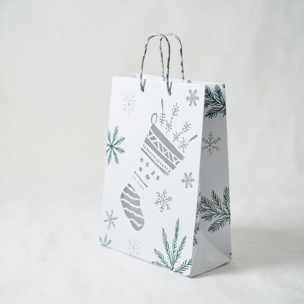 Kraft Paper Cold Foil Stamping Nordic Snowflake Paper Gift bag Premium Gift bag - Gift Packaging