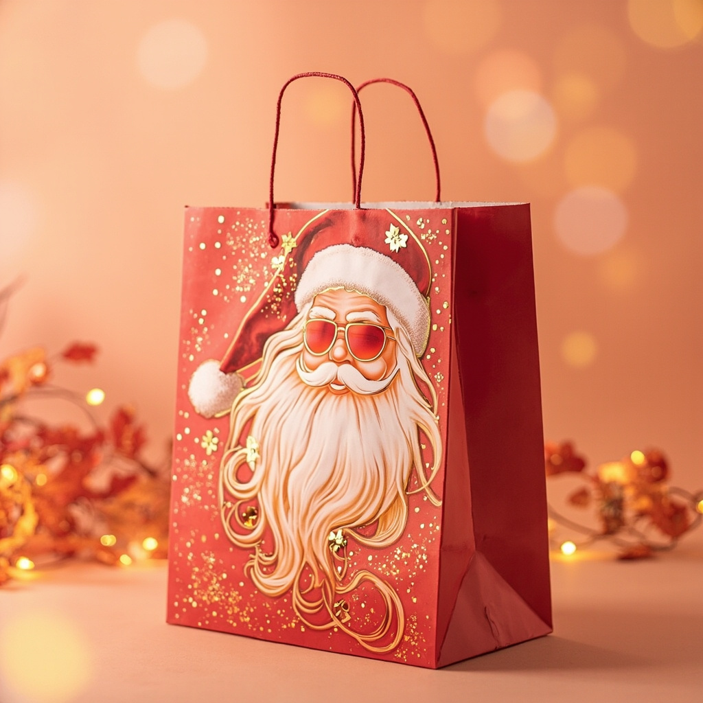 Kraft Paper Cold Foil Santa Gradient Fashion 2 Style Gift bag - Gift Packaging