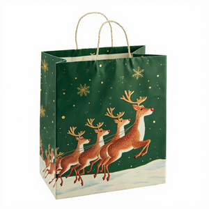 Kraft Paper Gold Foil Stamping American Rudolph Paper Gift bag Creative Gift bag - Gift Packaging