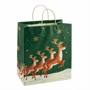 Kraft Paper Gold Foil Stamping American Rudolph Paper Gift bag Creative Gift bag - Gift Packaging