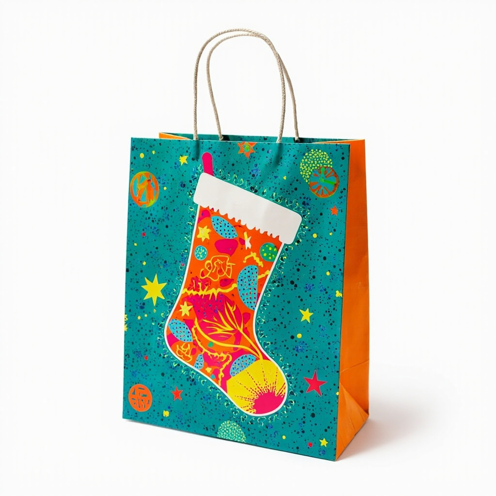 Kraft Paper Cold Foil Stamping Retro Pop Paper Gift bag Elegant Gift bag - Gift Packaging