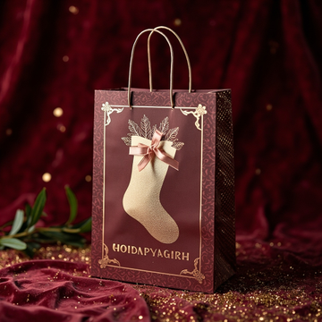 Kraft Paper Cold Foil Stamping Luxury Champagne Paper Gift bag Unique Gift bag - Gift Packaging