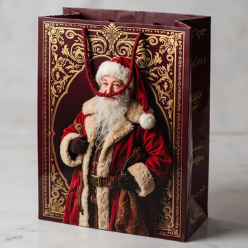 Kraft Paper Cold Foil Stamping Santa Victorian Paper Gift bag Style Gift bag - Gift Packaging