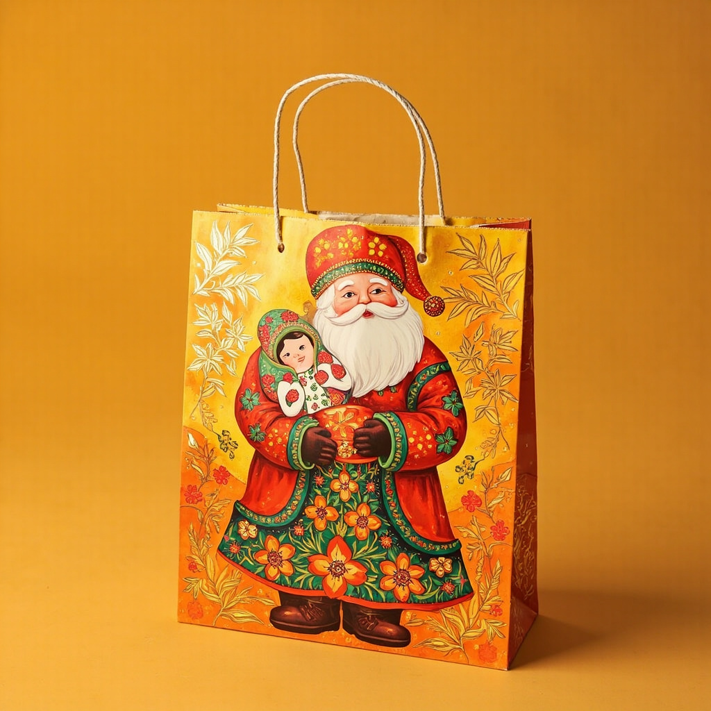 Kraft Paper Cold Foil Stamping Russian Painted Matryoshka Paper Gift bag Style Gift bag - Gift Packaging